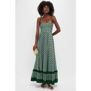New De Castro Green Checkmate Maxi Dress Medium